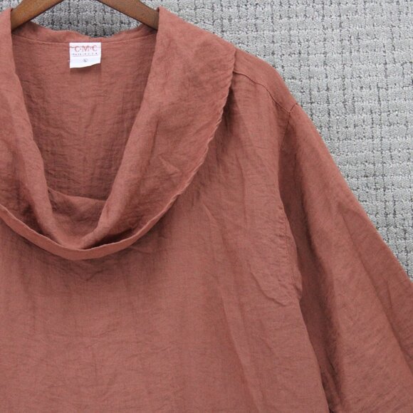 C.M.C Tunic Dress Womens Large L Brown Pullover Cowl Neck Long Sleeve USA - Picture 2 of 9